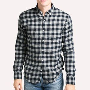 Bonobos Slim Fit Long Check Flannel Button-up Shirt In Atlas Check - Navy Beats